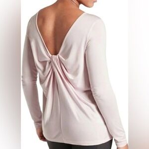 Athleta Waterfall Twist Back Top Long Sleeve Delicate Pink